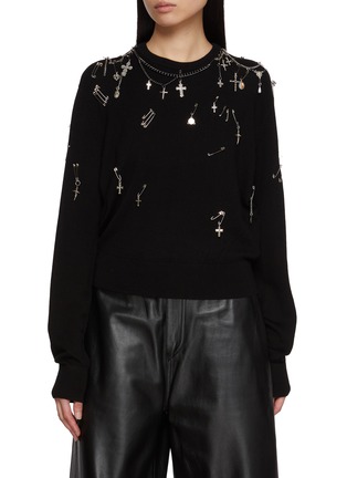 Main View - Click To Enlarge - R13 - Embellished Crewneck Merino Wool Sweater