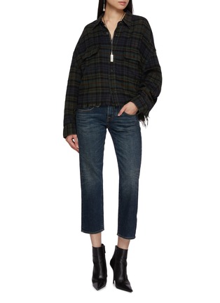 Figure View - Click To Enlarge - R13 - Checkered Cropped Cotton Work Shirt