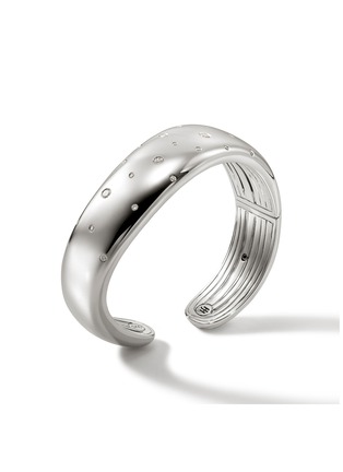  - JOHN HARDY - Surf Sterling Silver Diamond Hinged Cuff — Size M