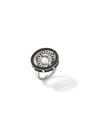 Detail View - Click To Enlarge - JOHN HARDY - Moon Door 18K Gold Sterling Silver Black Sapphire Mother Of Pearl Ring — Size 6