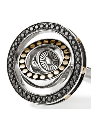  - JOHN HARDY - Moon Door 18K Gold Sterling Silver Black Sapphire Mother Of Pearl Ring — Size 6