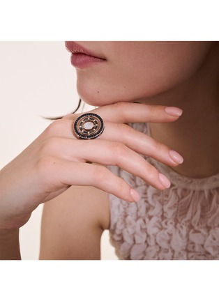  - JOHN HARDY - Moon Door 18K Gold Sterling Silver Black Sapphire Mother Of Pearl Ring — Size 6