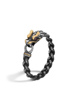 Detail View - Click To Enlarge - JOHN HARDY - Legends Naga Gold Sterling Silver Ruby Braided Chain Bracelet — Size M