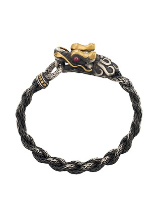 Main View - Click To Enlarge - JOHN HARDY - Legends Naga Gold Sterling Silver Ruby Braided Chain Bracelet — Size M