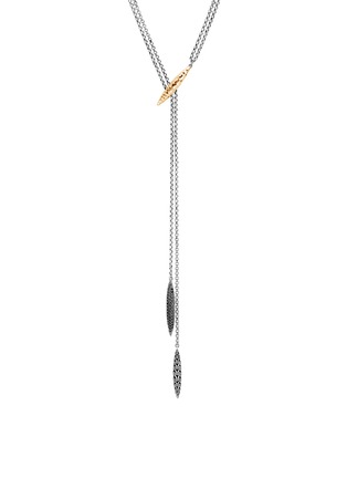 Detail View - Click To Enlarge - JOHN HARDY - Classic Chain 18K Gold Sterling Silver Black Sapphire Spinel Spear Necklace — Size 25