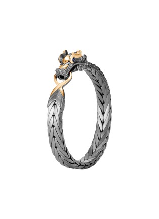 Detail View - Click To Enlarge - JOHN HARDY - Legends Naga Sapphire 18K Gold Black Rhodium Sterling Silver Bracelet — Size UM