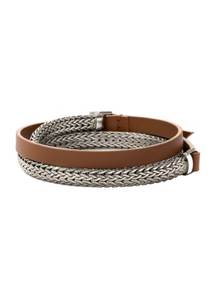Detail View - Click To Enlarge - JOHN HARDY - Icon Extension Sterling Small Flat Chain Leather Triple Wrap Bracelet — Size UM