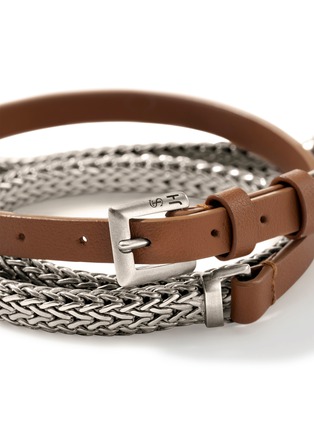 Detail View - Click To Enlarge - JOHN HARDY - Icon Extension Sterling Small Flat Chain Leather Triple Wrap Bracelet — Size UM