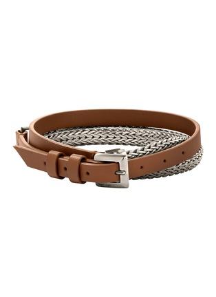 Main View - Click To Enlarge - JOHN HARDY - Icon Extension Sterling Small Flat Chain Leather Triple Wrap Bracelet — Size UM