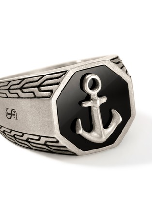 Detail View - Click To Enlarge - JOHN HARDY - ID Onyx Sterling Silver Anchor Signet Ring — Size 10