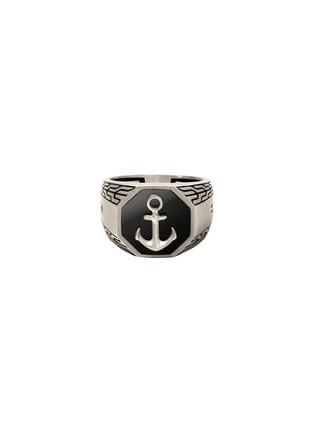 Main View - Click To Enlarge - JOHN HARDY - ID Onyx Sterling Silver Anchor Signet Ring — Size 10