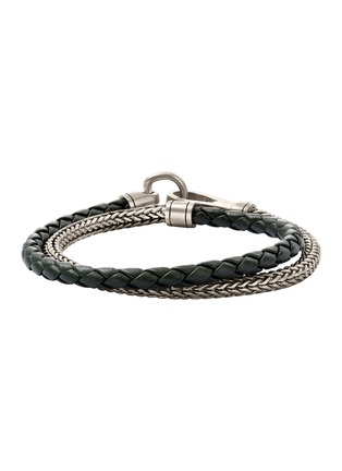 Detail View - Click To Enlarge - JOHN HARDY - Sterling Silver Leather Double Wrap Bracelet — Size UL
