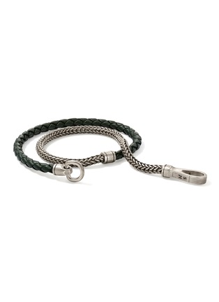 Detail View - Click To Enlarge - JOHN HARDY - Sterling Silver Leather Double Wrap Bracelet — Size UL