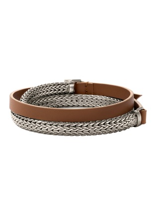 Detail View - Click To Enlarge - JOHN HARDY - Icon Extension Sterling Small Flat Chain Leather Triple Wrap Bracelet — Size UL