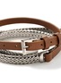 - JOHN HARDY - Icon Extension Sterling Small Flat Chain Leather Triple Wrap Bracelet — Size UL