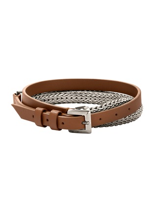 Main View - Click To Enlarge - JOHN HARDY - Icon Extension Sterling Small Flat Chain Leather Triple Wrap Bracelet — Size UL