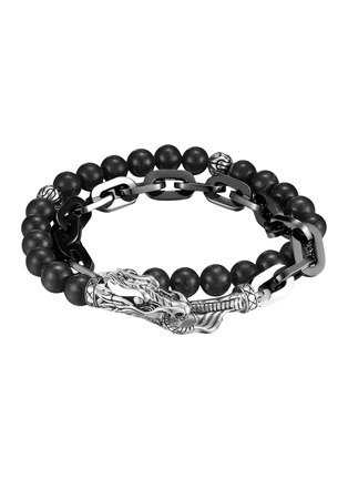 Main View - Click To Enlarge - JOHN HARDY - Legends Naga Onyx Stainless Steel Double Wrap Link Bracelet — Size UL