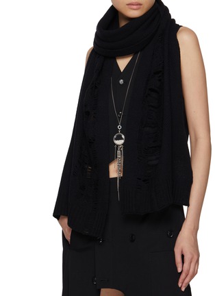 Figure View - Click To Enlarge - 10867 - Pal Destroyed Merino Wool Knit Shawl