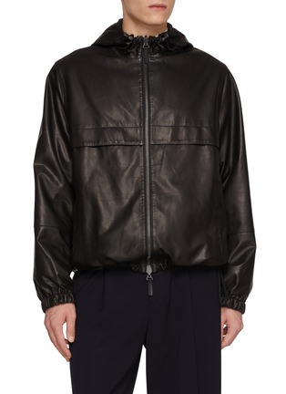 Main View - Click To Enlarge - YVES SALOMON - Reversible Leather Hoodie