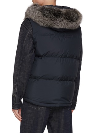Back View - Click To Enlarge - YVES SALOMON - Fox Fur Trim Technical Down Waistcoat
