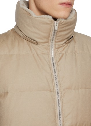Detail View - Click To Enlarge - YVES SALOMON - Fur Trim Wool Silk Puffer Vest