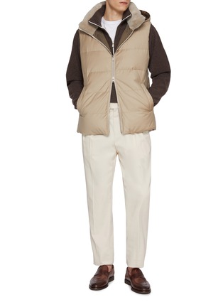 Figure View - Click To Enlarge - YVES SALOMON - Fur Trim Wool Silk Puffer Vest
