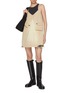 Figure View - Click To Enlarge - WE11DONE - Distressed Pocket Plaid Reveal Cotton Mini Dress