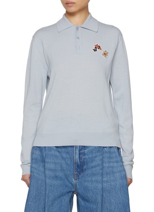 Main View - Click To Enlarge - WE11DONE - Embroidered Teddy Duo Wool Knit Top