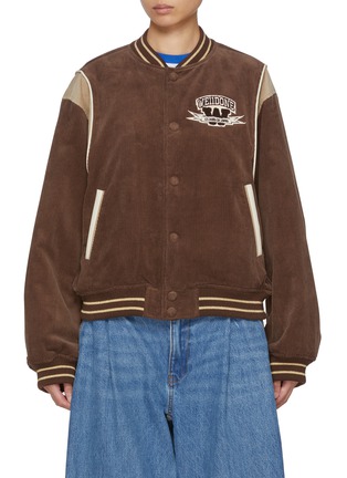 Main View - Click To Enlarge - WE11DONE - Teddy-Patch College Cotton Corduroy Varsity Jacket