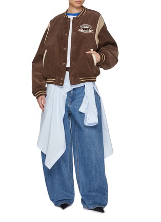 Figure View - Click To Enlarge - WE11DONE - Teddy-Patch College Cotton Corduroy Varsity Jacket