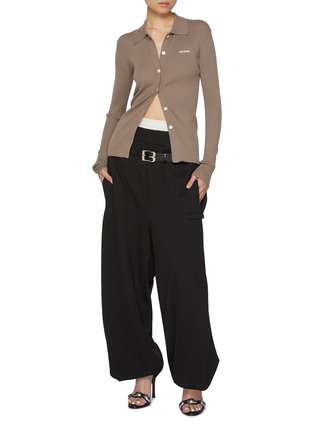 Figure View - Click To Enlarge - WE11DONE - Collared Button Up Knit Cardigan
