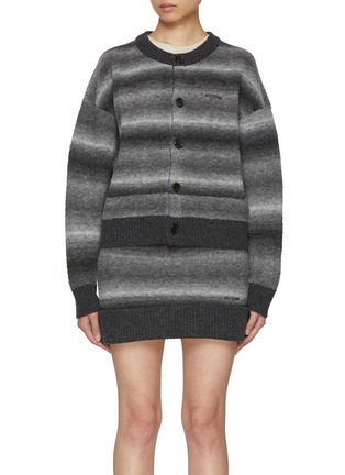 Main View - Click To Enlarge - WE11DONE - Gradient Bouclé Cropped Cardigan
