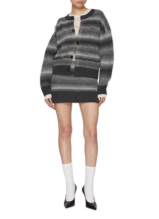 Figure View - Click To Enlarge - WE11DONE - Gradient Bouclé Cropped Cardigan
