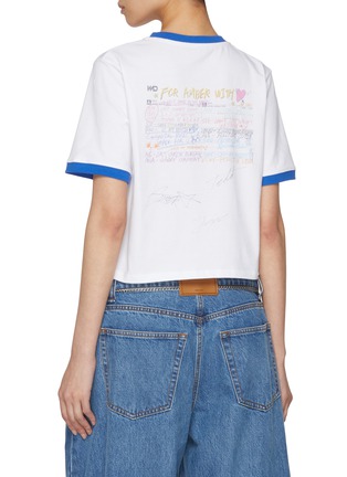 Back View - Click To Enlarge - WE11DONE - Cassette Tape Graphic Cropped Cotton T-Shirt