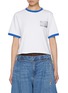 Main View - Click To Enlarge - WE11DONE - Cassette Tape Graphic Cropped Cotton T-Shirt