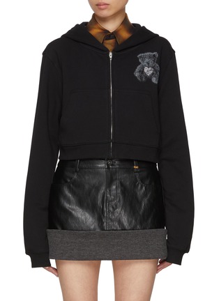 Main View - Click To Enlarge - WE11DONE - Teddy Bear Zip Up Cotton Hoodie