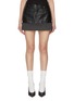 Main View - Click To Enlarge - WE11DONE - Ribbed Knit Trim Faux Leather Mini Skirt