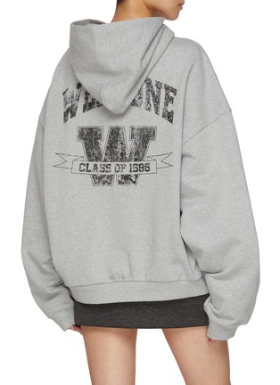 Back View - Click To Enlarge - WE11DONE - Oversized Collegiate Cotton Zip Up Hoodie