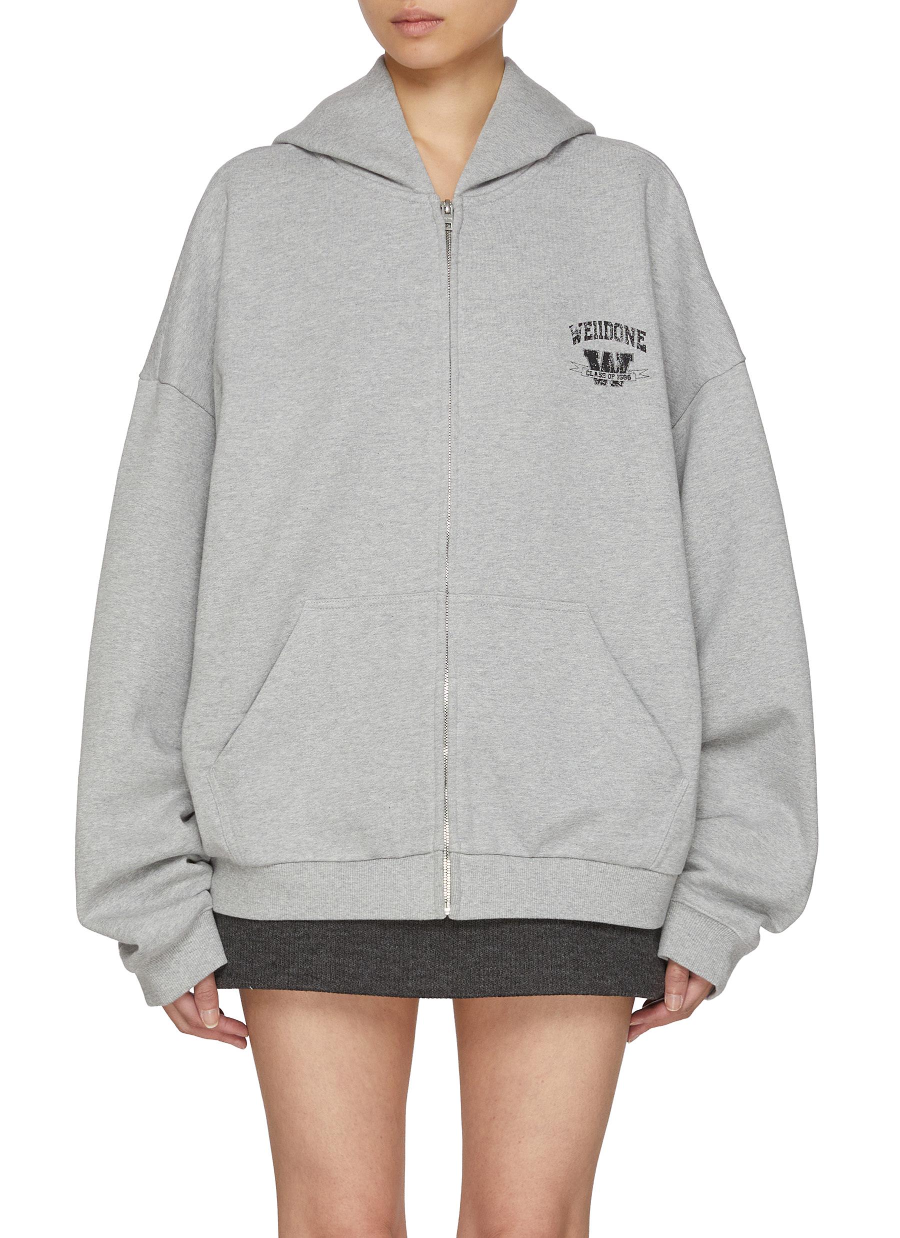 WE11DONE | Oversized Collegiate Cotton Zip Up Hoodie | Women