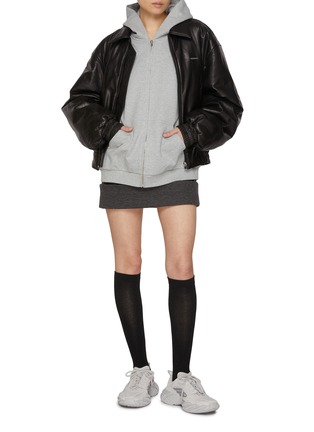 Figure View - Click To Enlarge - WE11DONE - Oversized Collegiate Cotton Zip Up Hoodie