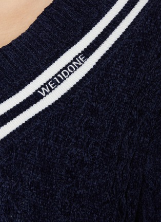  - WE11DONE - V-Neck Cropped Velvet Cable Knit Sweater