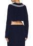Back View - Click To Enlarge - WE11DONE - V-Neck Cropped Velvet Cable Knit Sweater