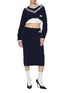 Figure View - Click To Enlarge - WE11DONE - V-Neck Cropped Velvet Cable Knit Sweater