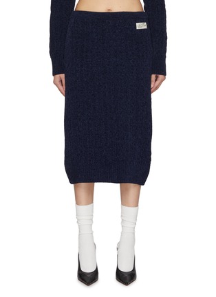 Main View - Click To Enlarge - WE11DONE - Velvet Cable Knit Midi Skirt
