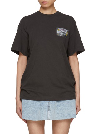 Main View - Click To Enlarge - WE11DONE - Cassette Tape Chalk Lettering Print Cotton T-Shirt