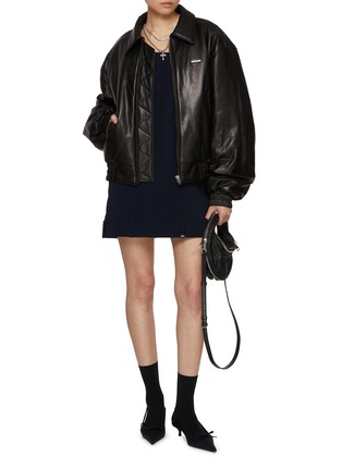 Figure View - Click To Enlarge - WE11DONE - Leather Bomber Jacket