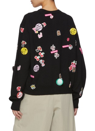 Back View - Click To Enlarge - WE11DONE - All Over Patch Embellished Cotton Knit Cardigan