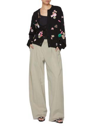 Figure View - Click To Enlarge - WE11DONE - All Over Patch Embellished Cotton Knit Cardigan
