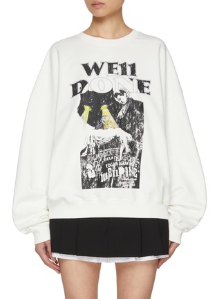 Main View - Click To Enlarge - WE11DONE - Black Cat Poster Cotton Sweatshirt