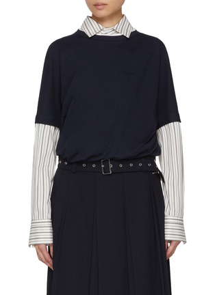 Main View - Click To Enlarge - WE11DONE - Layered Twist Cotton Jersey Top